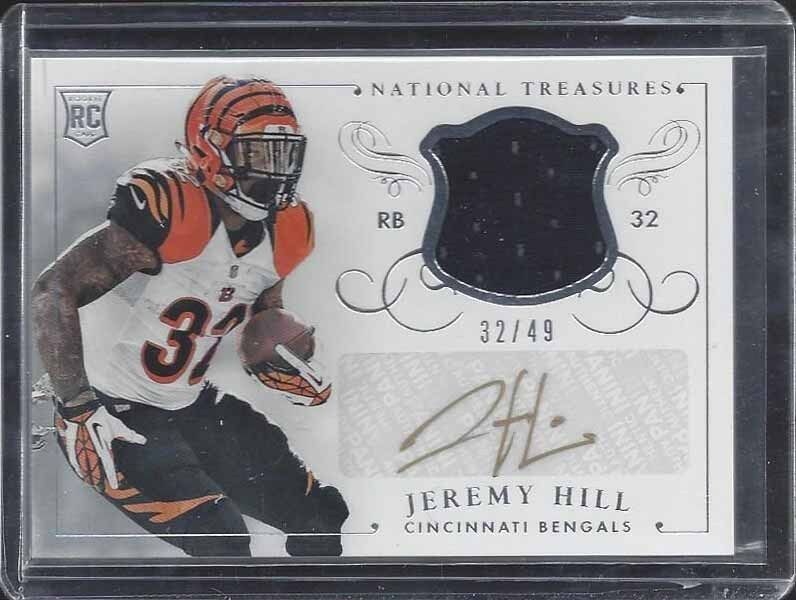 1/1 JEREMY HILL 2014 NATIONAL TREASURES ROOKIE JERSEY AUTO RC #D 32/49 JSY #32!