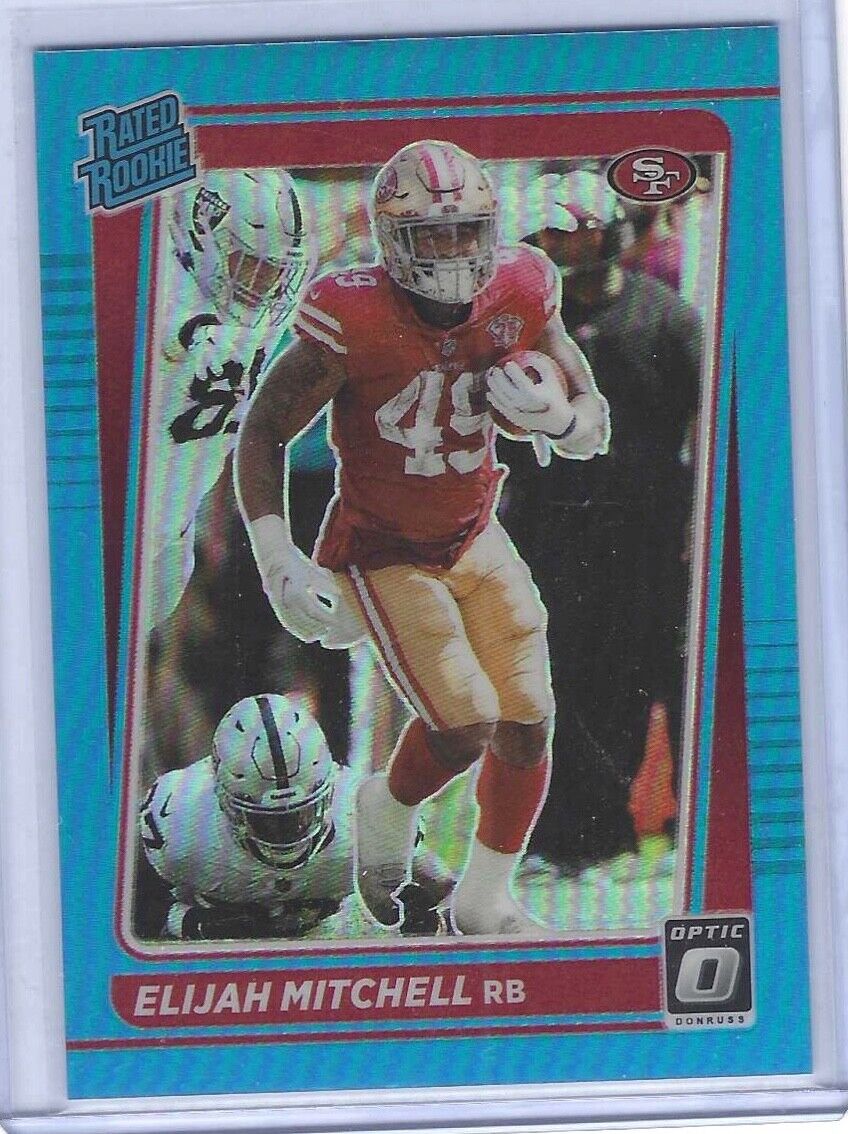 ELIJAH MITCHELL 2021 PANINI DONRUSS OPTIC LIGHT BLUE HOLO ROOKIE RC #D 278/299