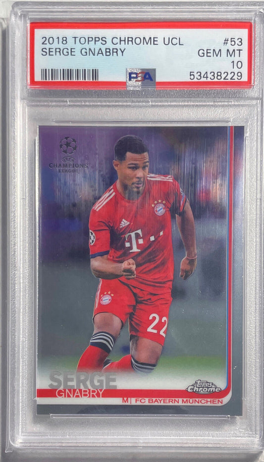 SERGE GNABRY 2018 TOPPS CHROME CHAMPIONS LEAGUE RC #53 PSA 10 GEM MINT POP 128