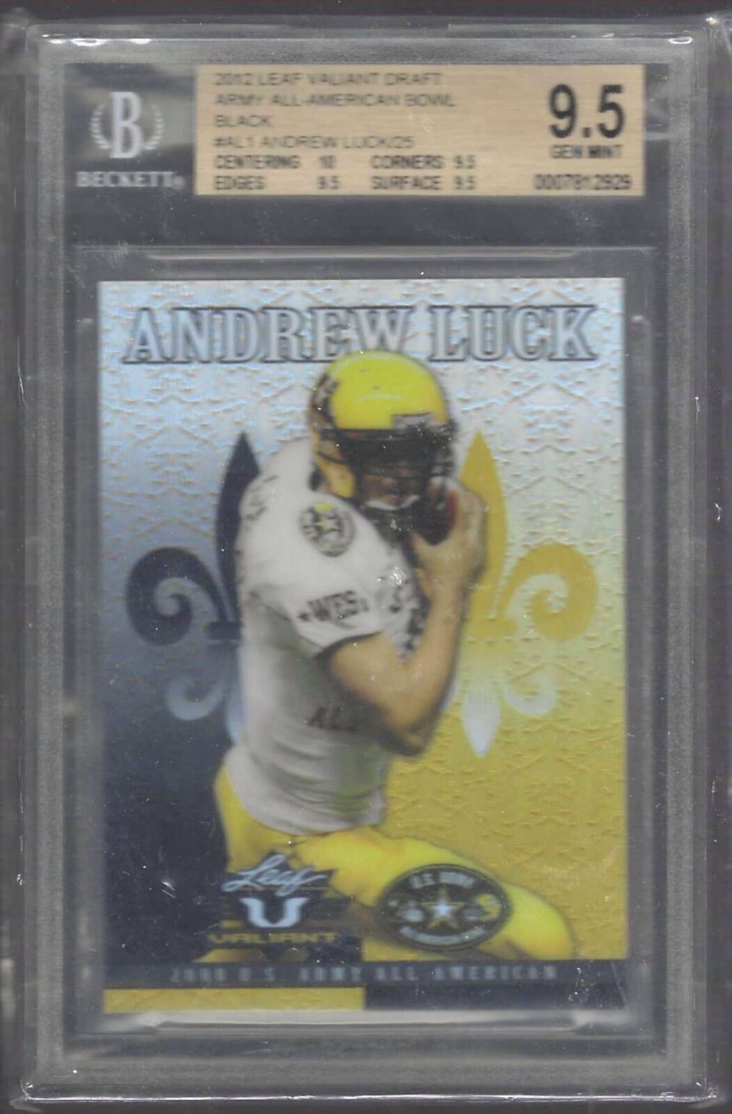 ANDREW LUCK 2012 LEAF VALIANT DRAFT BLACK PRISMATIC RC /25 BGS 9.5 GEM POP 8