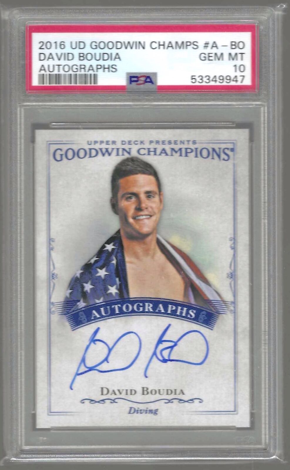 DAVID BOUDIA 2016 UD GOODWIN CHAMPIONS ON CARD AUTO PSA 10 GEM MINT POP 2