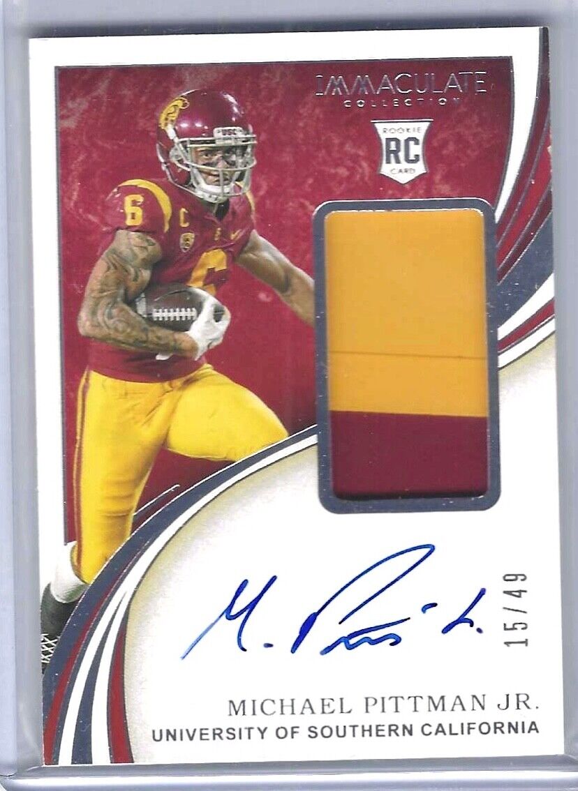 MICHAEL PITTMAN JR 2020 PANINI IMMACULATE USC RPA ROOKIE PATCH AUTO RC #D /49