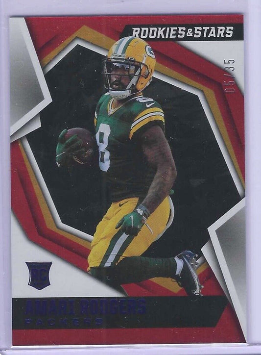 AMARI RODGERS 2021 PANINI ROOKIES AND STARS RED BLUE FOIL ROOKIE RC #D 05/35