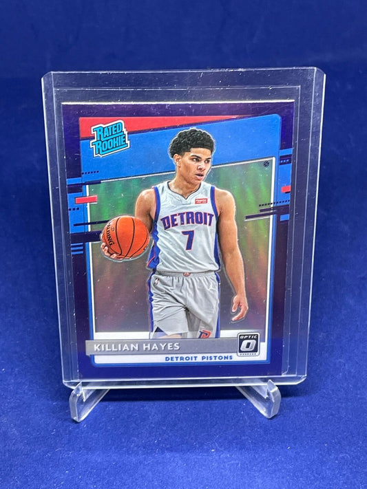KILLIAN HAYES 2019-20 PANINI DONRUSS OPTIC RATED ROOKIE PURPLE PRIZM HOLO RC 157