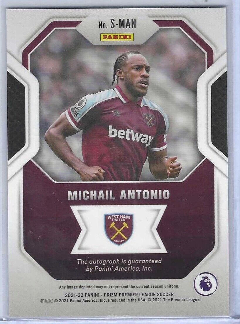 MICHAIL ANTONIO 2021-22 PANINI PRIZM EPL SIGNATURES AUTO #S-MAN