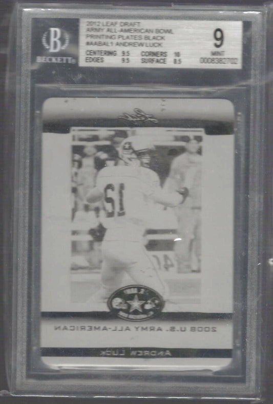 ANDREW LUCK 2012 LEAF DRAFT PRINTING PLATE BLACK RC BGS 9 MINT POP 1/1