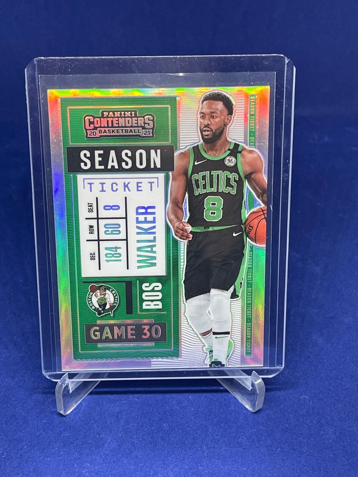 KEMBA WALKER 2020-21 CONTENDERS SEASON TICKET VARIATION SP HOLO SILVER PRIZM #76