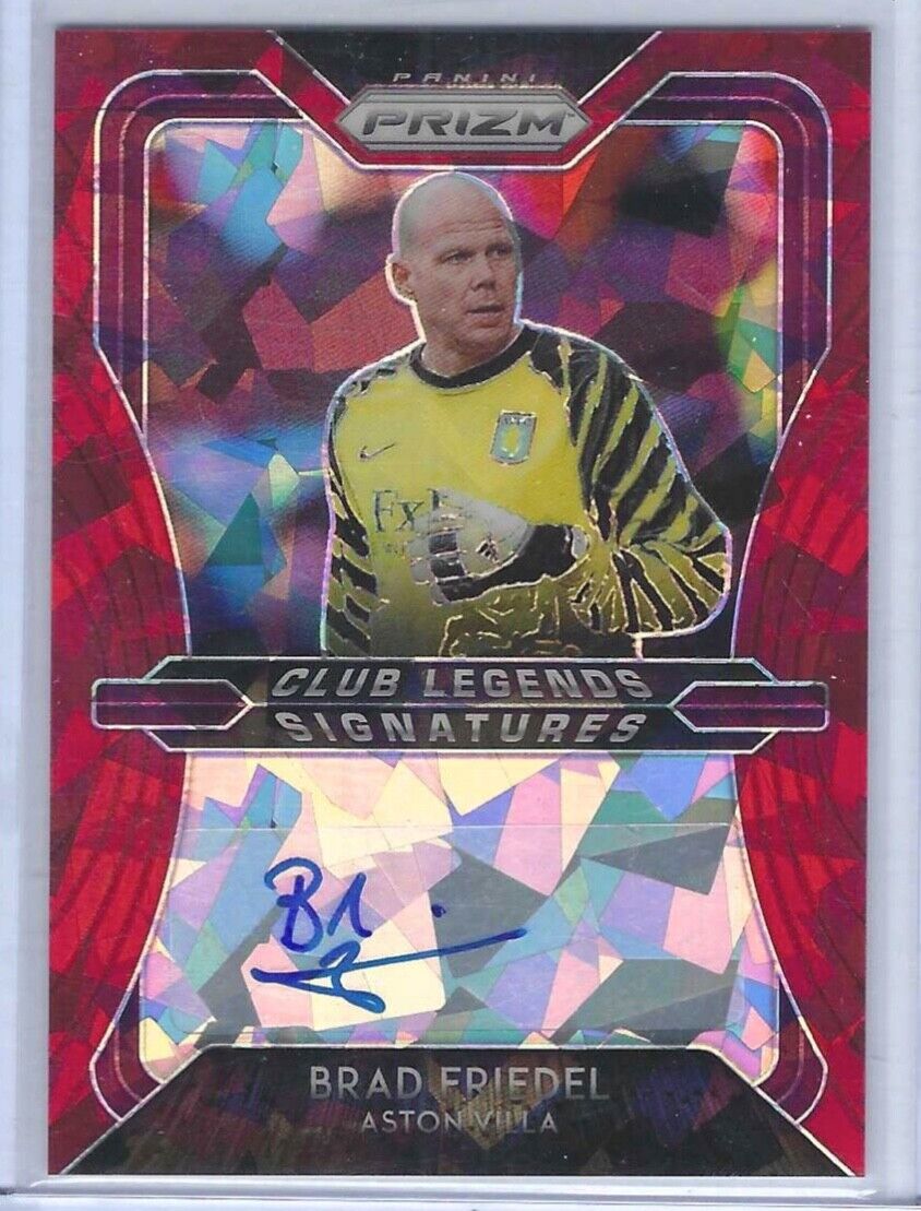 BRAD FRIEDEL 2021-22 PANINI PRIZM EPL RED CRACKED ICE CLUB LEGENDS AUTO #CL-BF
