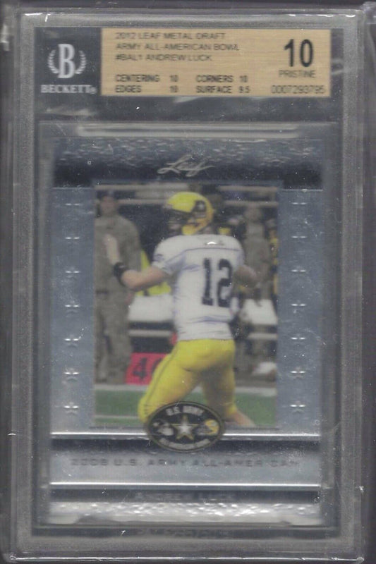 ANDREW LUCK 2012 LEAF METAL DRAFT ARMY BOWL ROOKIE RC BGS 10 PRISTINE POP 17
