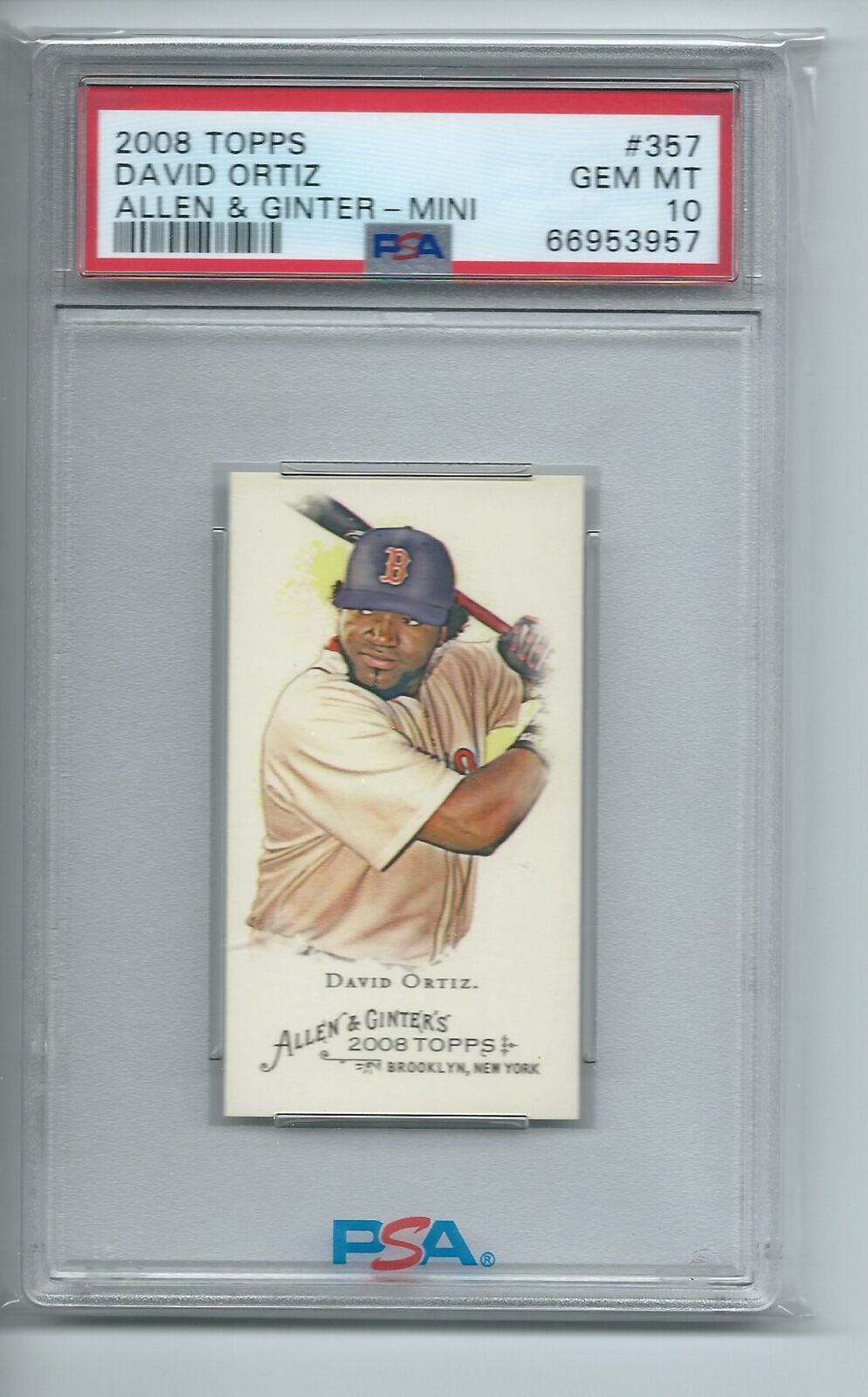 DAVID ORTIZ 2008 ALLEN & GINTER MINI RIP CARD SSP EXTENDED #357 PSA 10 GEM POP 3