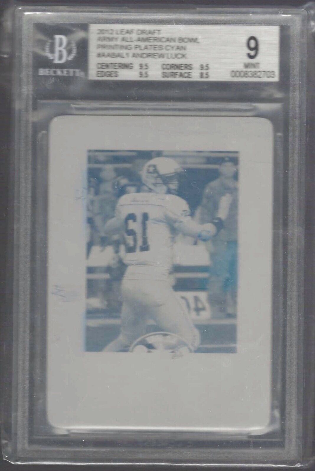 ANDREW LUCK 2012 LEAF DRAFT PRINTING PLATE CYAN RC BGS 9 MINT POP 1/1