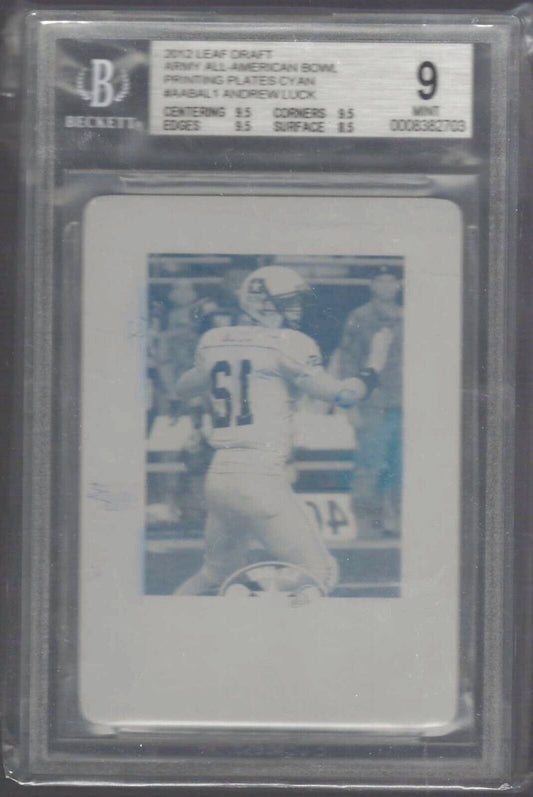 ANDREW LUCK 2012 LEAF DRAFT PRINTING PLATE CYAN RC BGS 9 MINT POP 1/1