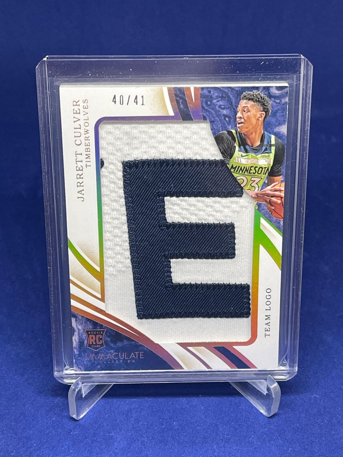 JARRETT CULVER 2019-20 PANINI IMMACULATE TEAM LOGO PATCH LETTERMAN ROOKIE RC /41