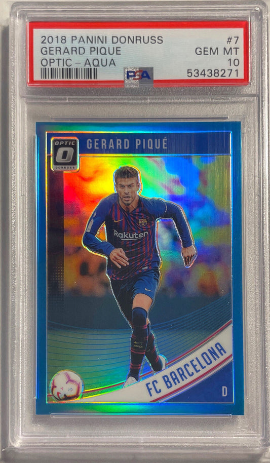 1/1 GERARD PIQUE 2018 DONRUSS OPTIC AQUA #D 3/149 PSA 10 GEM MINT POP 1 JSY #3!