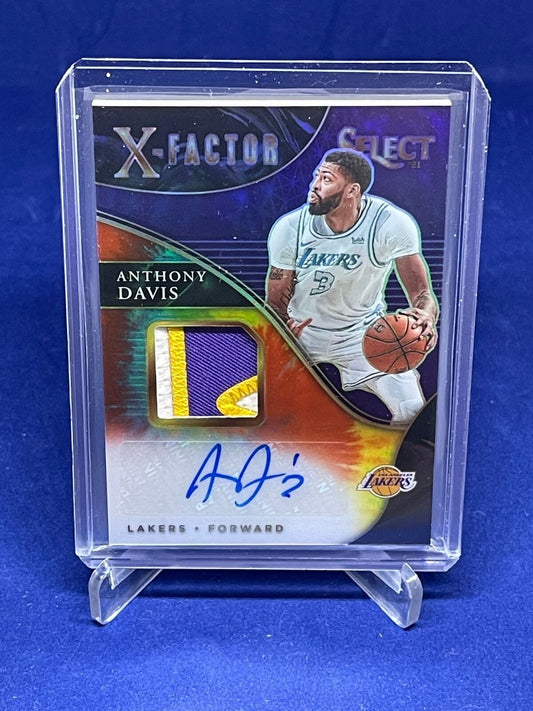 ANTHONY DAVIS 2020-21 PANINI SELECT X-FACTOR TIE DYE PRIZM PATCH AUTO #D 24/25