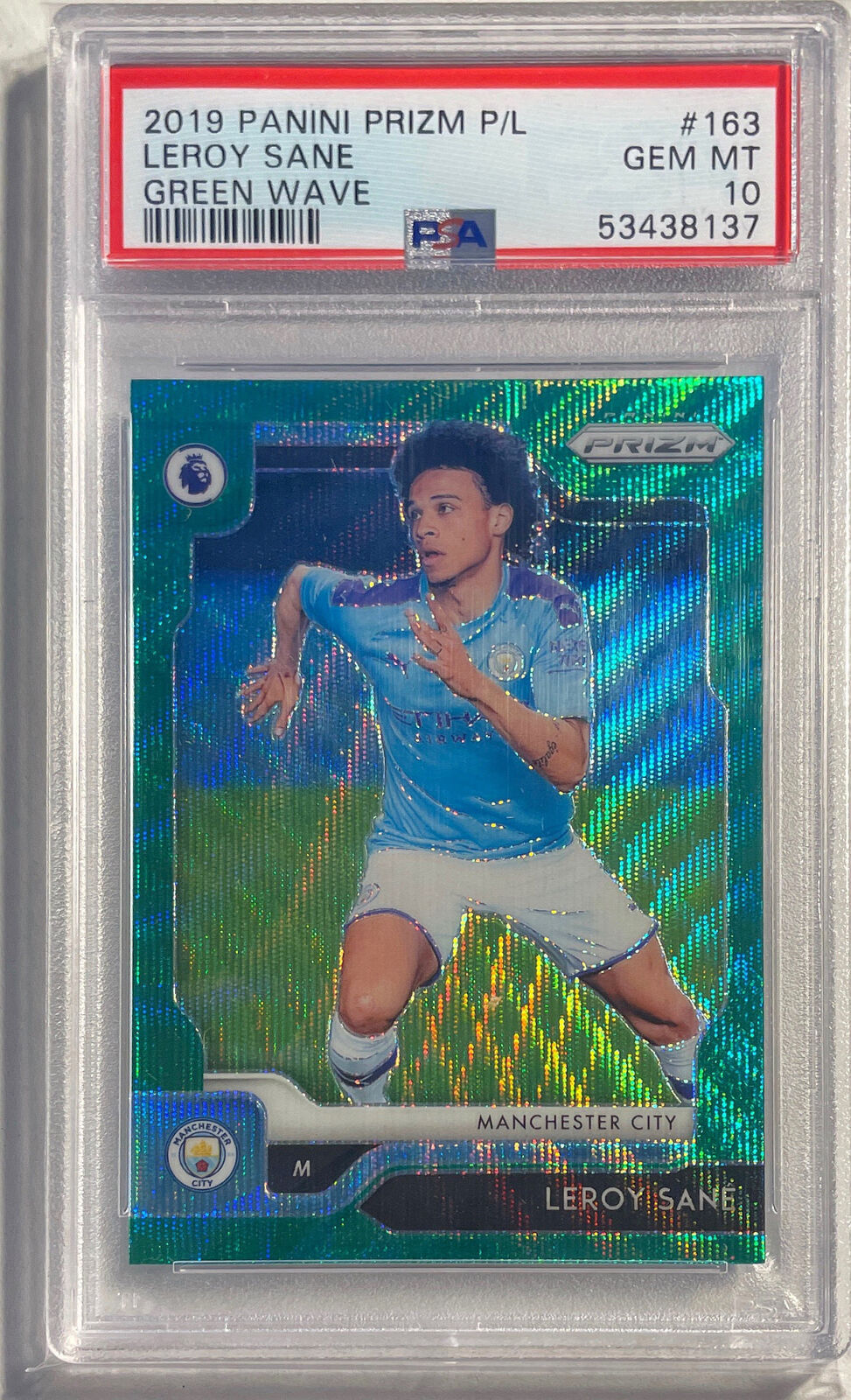 LEROY SANE 2019 PANINI PRIZM P/L GREEN WAVE PRIZM #163 PSA 10 GEM MINT POP 2