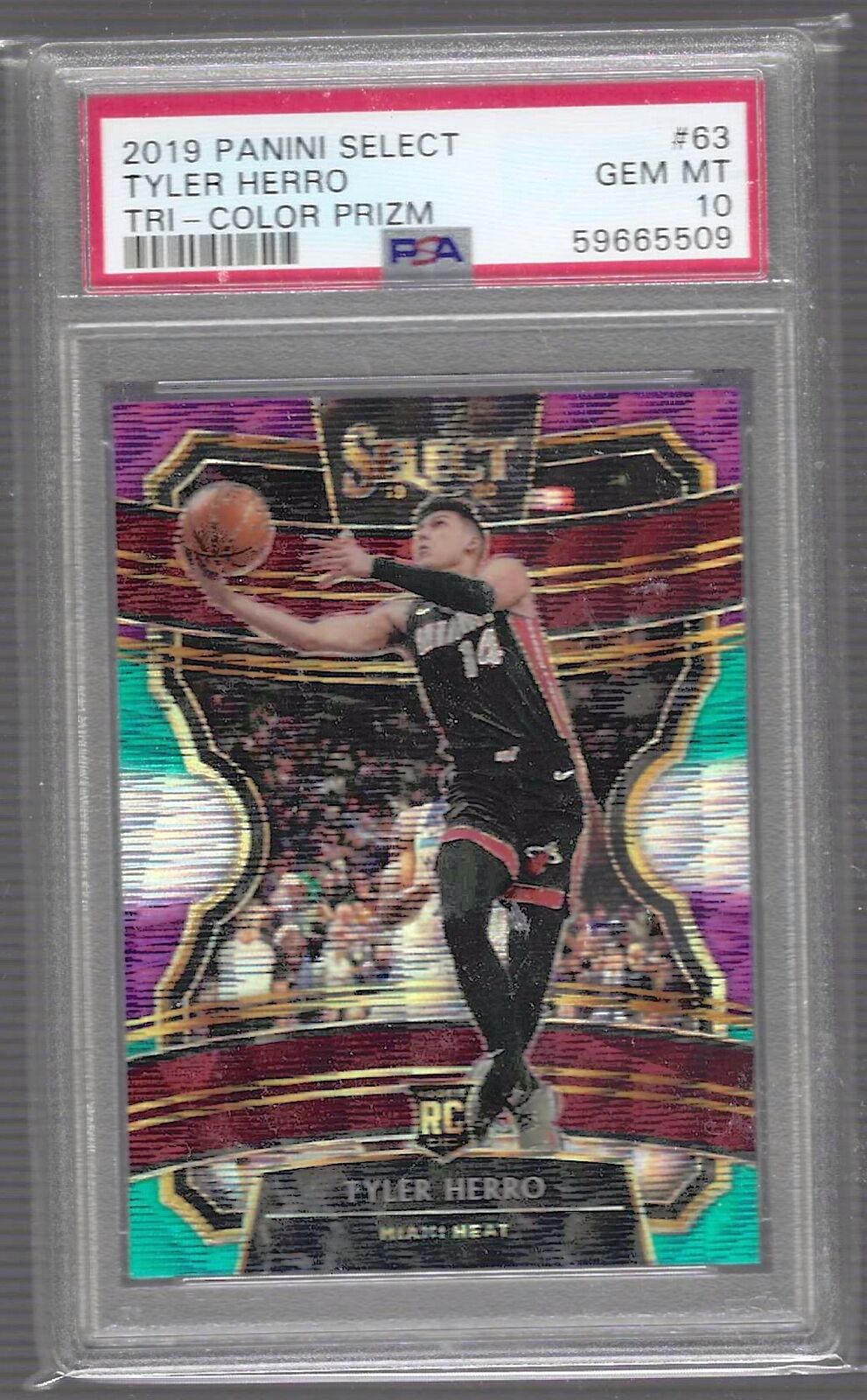 TYLER HERRO 2019 PANINI SELECT TRI-COLOR PRIZM CONCOURSE RC PSA 10 GEM MINT