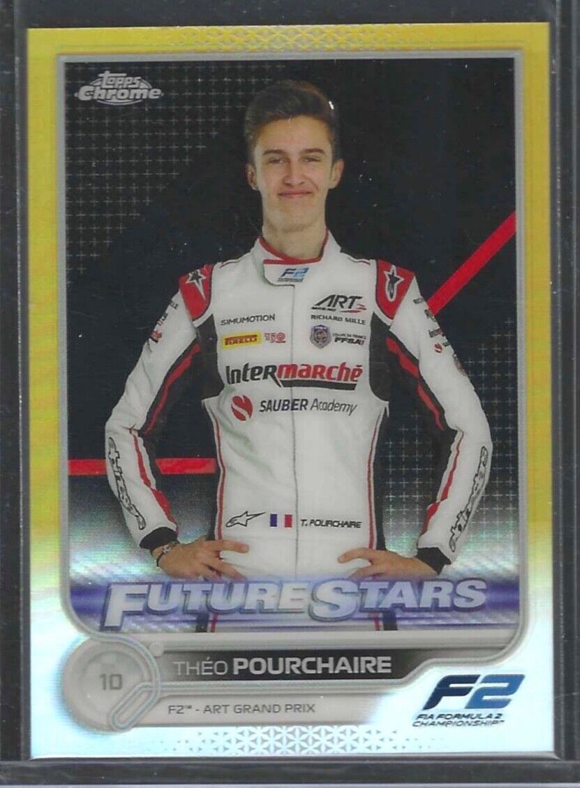 THEO POURCHAIRE 2022 TOPPS CHROME F1 GOLD REFRACTOR FUTURE STARS #D 12/50