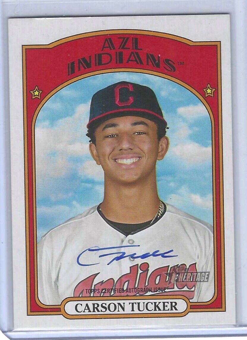 CARSON TUCKER 2021 TOPPS HERITAGE MINORS REAL ONE ON CARD PROSPECT AUTO #ROA-CT