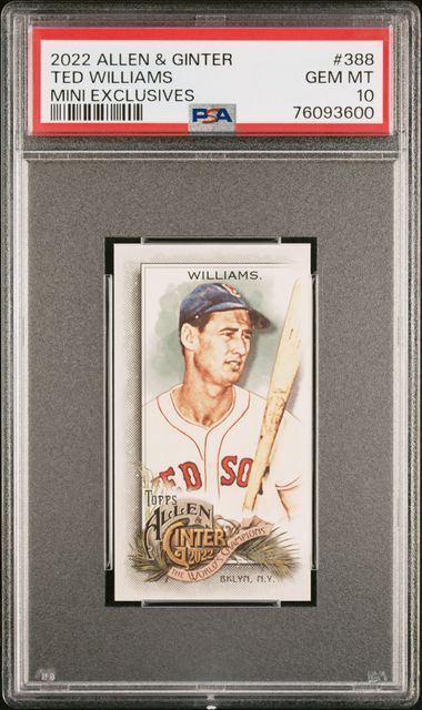 TED WILLIAMS 2021 ALLEN & GINTER MINI RIP CARD SSP EXTENDED 388 PSA 10 GEM POP 3