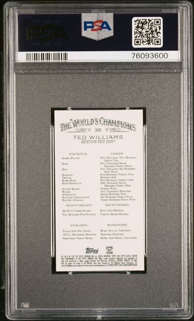 TED WILLIAMS 2021 ALLEN & GINTER MINI RIP CARD SSP EXTENDED 388 PSA 10 GEM POP 3