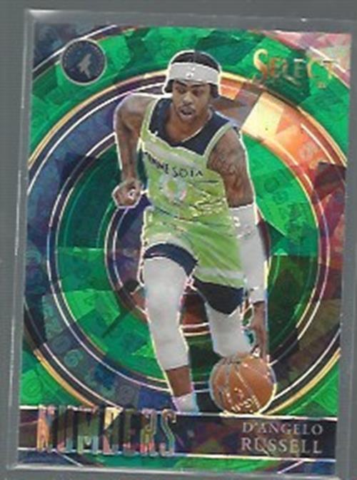 D'ANGELO RUSSELL 2020-21 PANINI SELECT NUMBERS GREEN CRACKED ICE PRIZM SSP #33