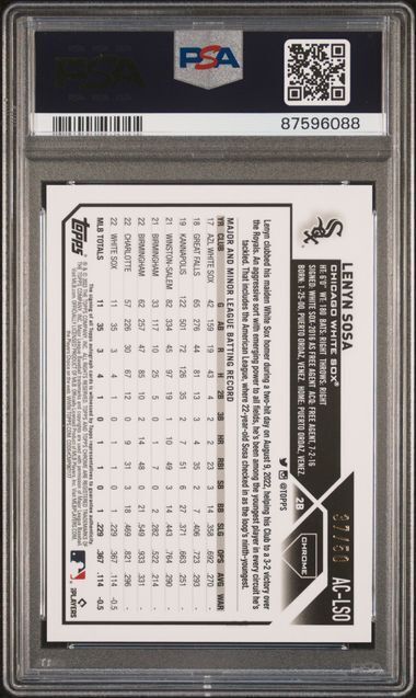 LENYN SOSA 2023 TOPPS CHROME UPDATE GOLD WAVE REFRACTOR AUTO RC /50 PSA 10 POP2