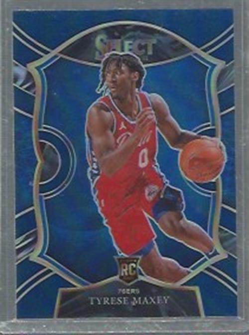 TYRESE MAXEY 2020-21 PANINI SELECT BLUE SILVER PRIZM ROOKIE RC #81
