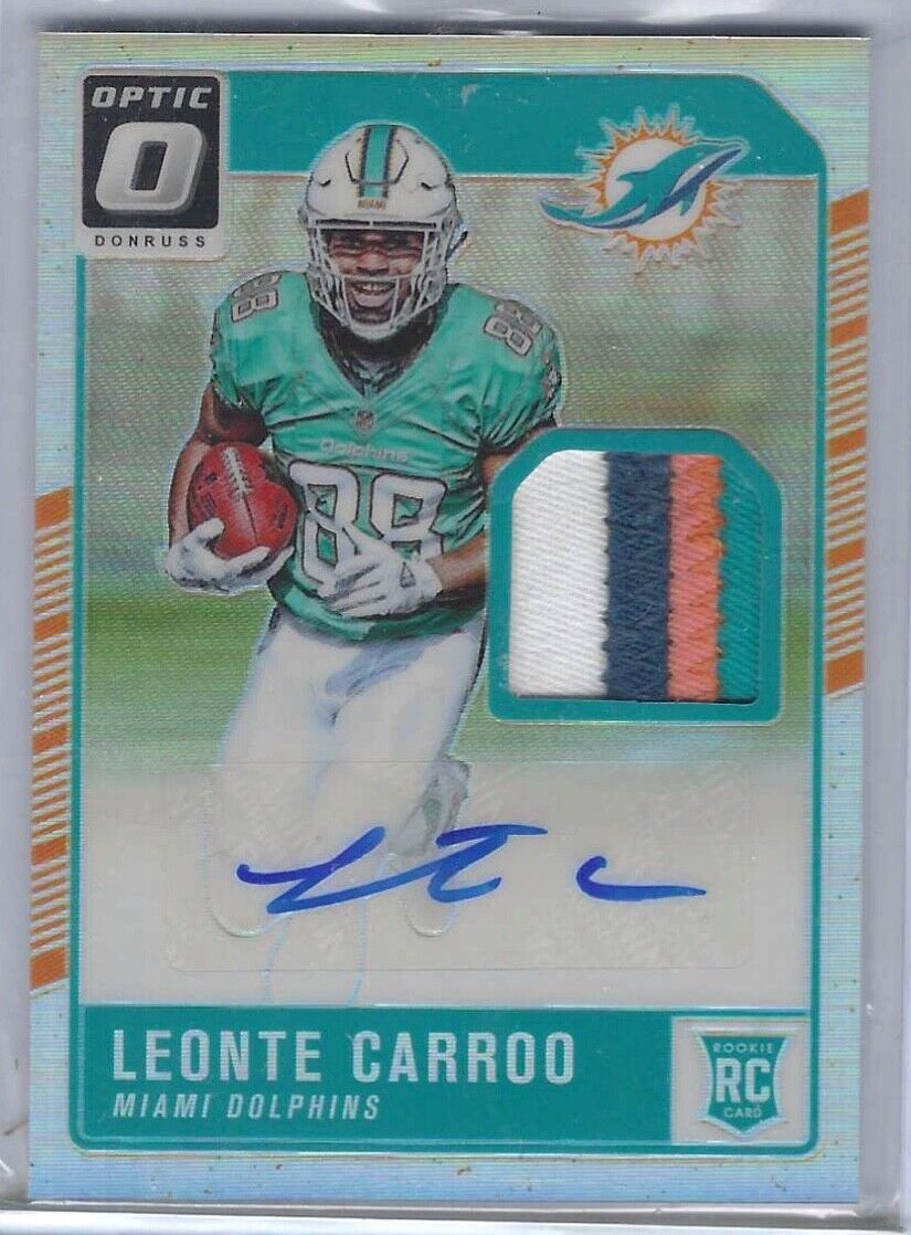 LEONTE CARROO 2016 DONRUSS OPTIC RPA SILVER PRIZM PATCH AUTO RC #D /20
