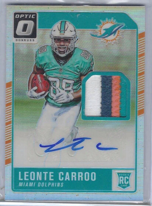 LEONTE CARROO 2016 DONRUSS OPTIC RPA SILVER PRIZM PATCH AUTO RC #D /20