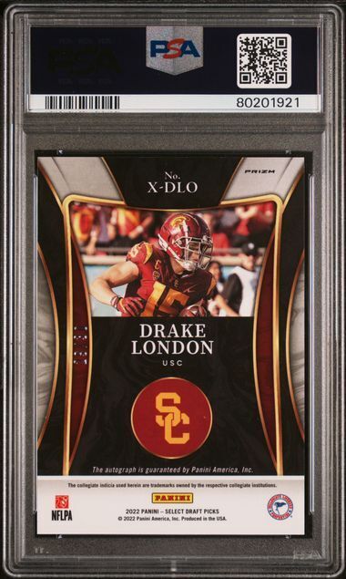 DRAKE LONDON 2022 SELECT DRAFT PICKS X-FACTOR ORANGE PULSAR AUTO RC 29/30 PSA 10