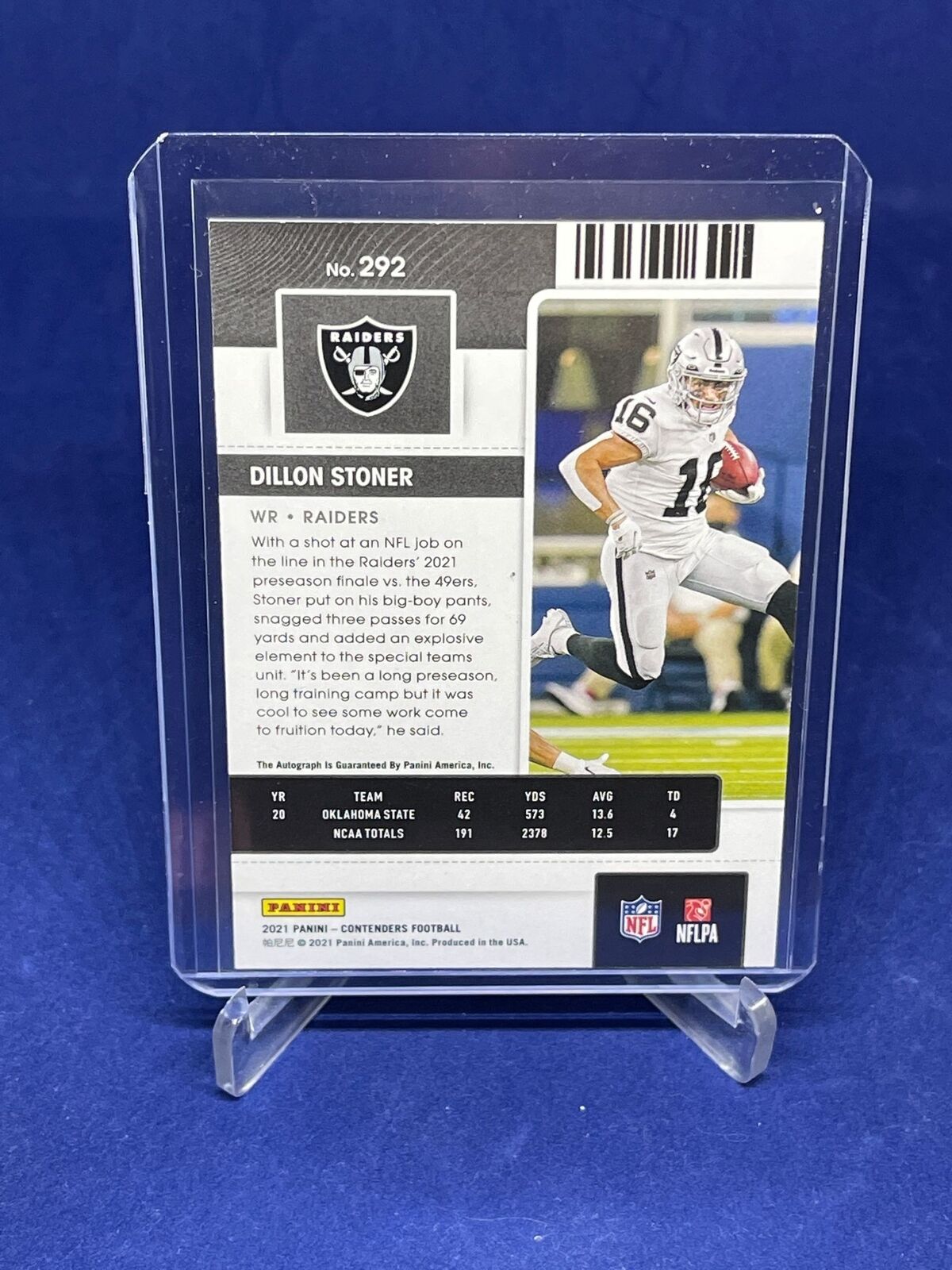 DILLON STONER 2021 PANINI CONTENDERS ROOKIE TICKET AUTO RC #292