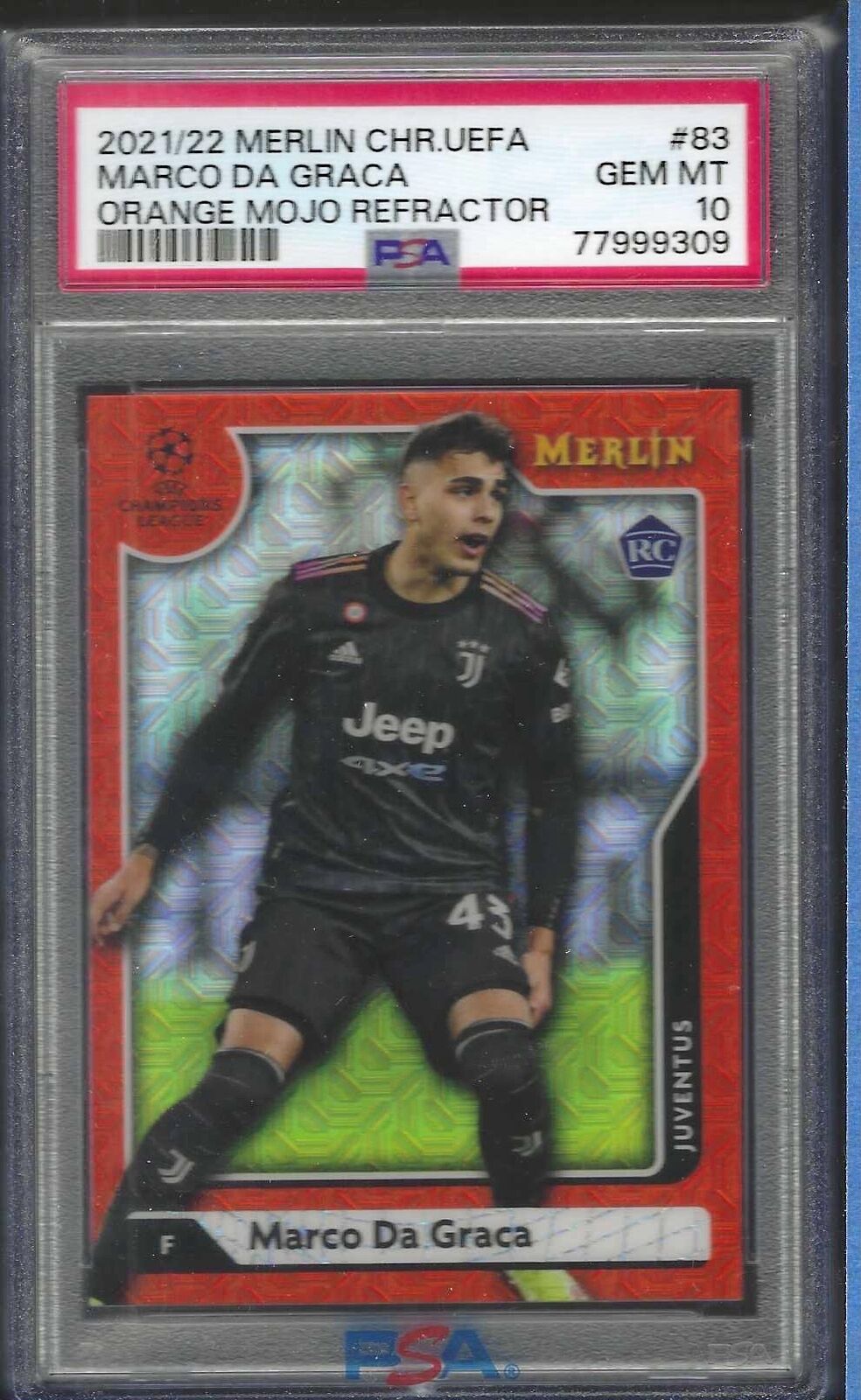 MARCO DA GRACA 2021-22 TOPPS MERLIN ORANGE MOJO REFRACTOR RC /25 PSA 10 POP 1/1