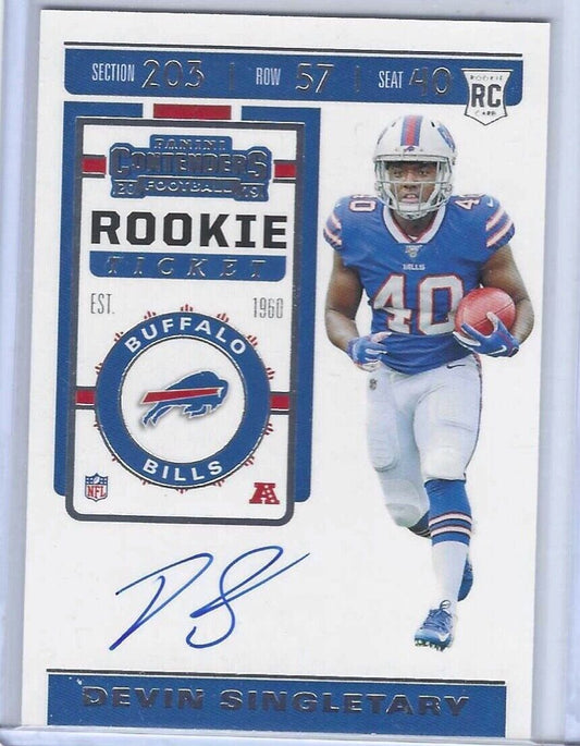 DEVIN SINGLETARY 2019 CONTENDERS ROOKIE TICKET AUTO RC #137