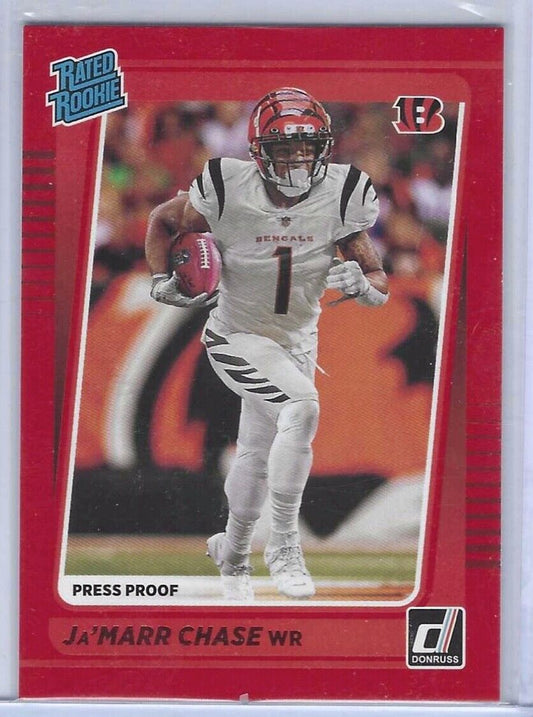 JA'MARR CHASE 2021 DONRUSS RED PRESS PROOF RATED ROOKIE RC #262
