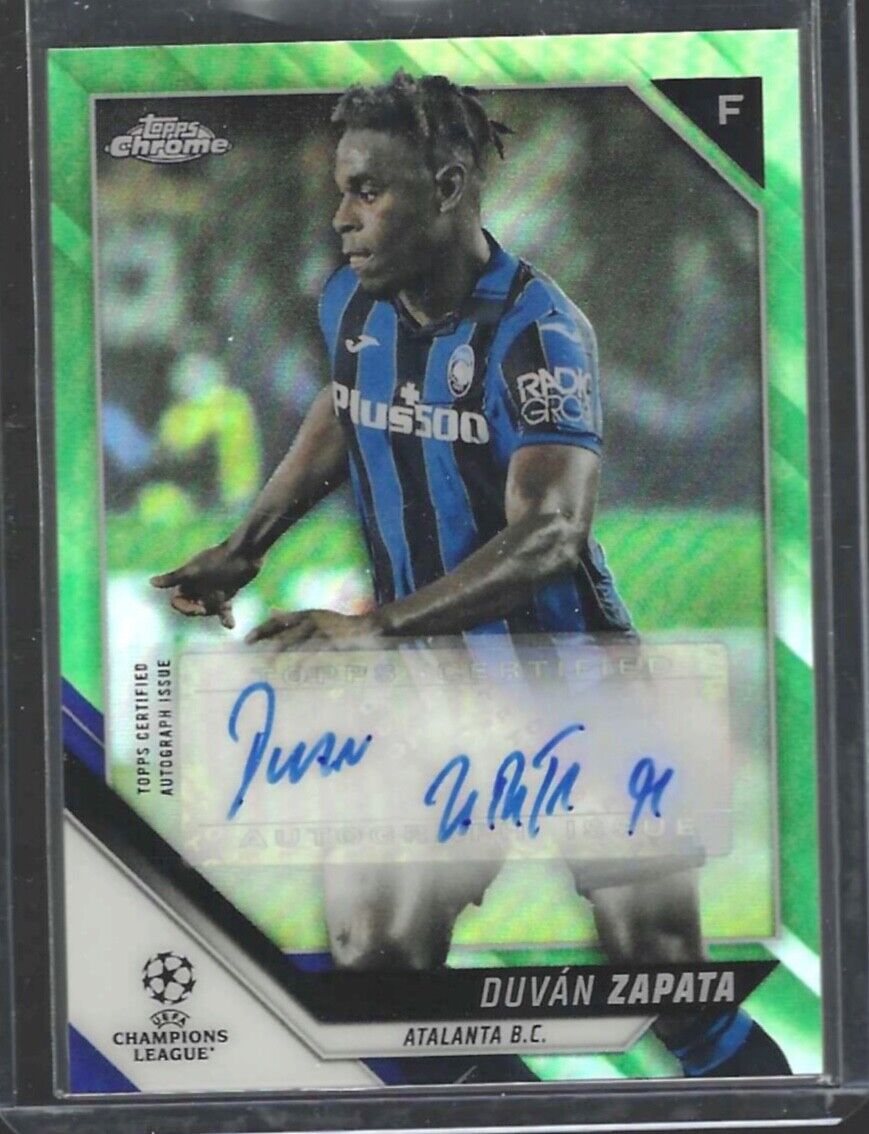 DUVAN ZAPATA 2021-22 TOPPS CHROME UEFA GREEN REFRACTOR AUTO #D 80/99