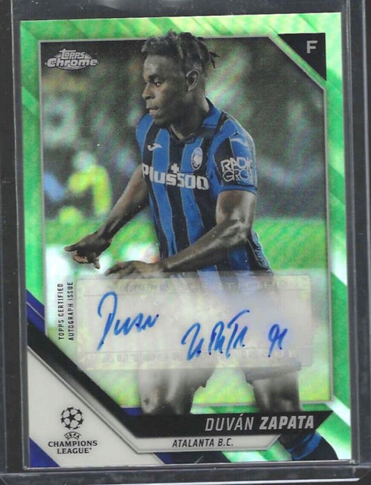 DUVAN ZAPATA 2021-22 TOPPS CHROME UEFA GREEN REFRACTOR AUTO #D 80/99