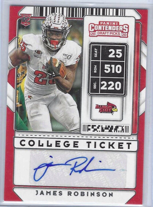 JAMES ROBINSON 2020 CONTENDERS DRAFT PICKS COLLEGE TICKET AUTO RC #240