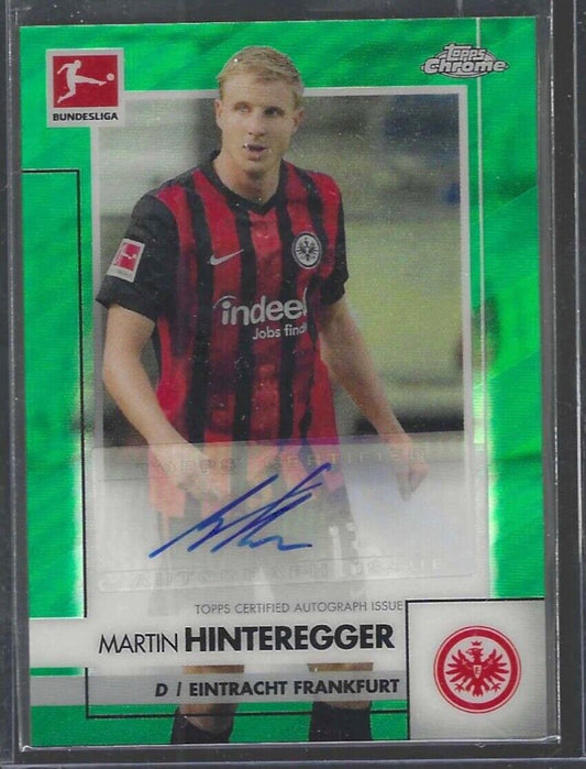 MARTIN HINTEREGGER 2020-21 TOPPS CHROME BUNDESLIGA GREEN REFRACTOR AUTO #D 94/99