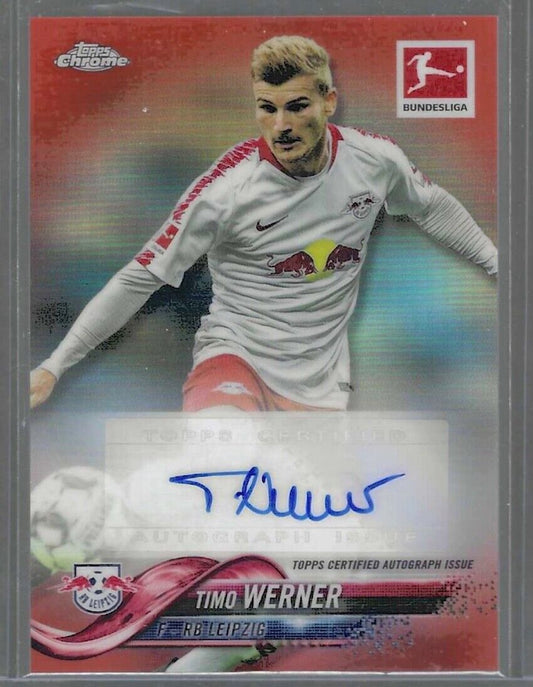 TIMO WERNER 2018-19 TOPPS CHROME BUNDESLIGA ORANGE REFRACTOR AUTO #D 13/25