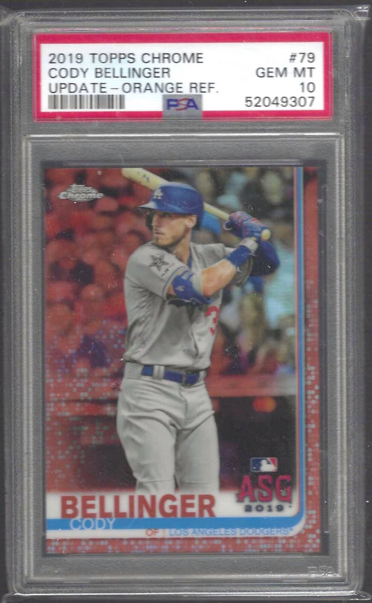 CODY BELLINGER 2019 TOPPS CHROME UPDATE ORANGE REFRACTOR /25 PSA 10 GEM POP 1/1