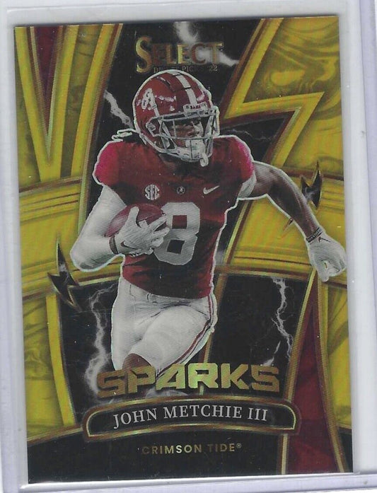 JOHN METCHIE III 2022 PANINI SELECT DP GOLD PRIZM SPARKS ROOKIE RC #D 02/10