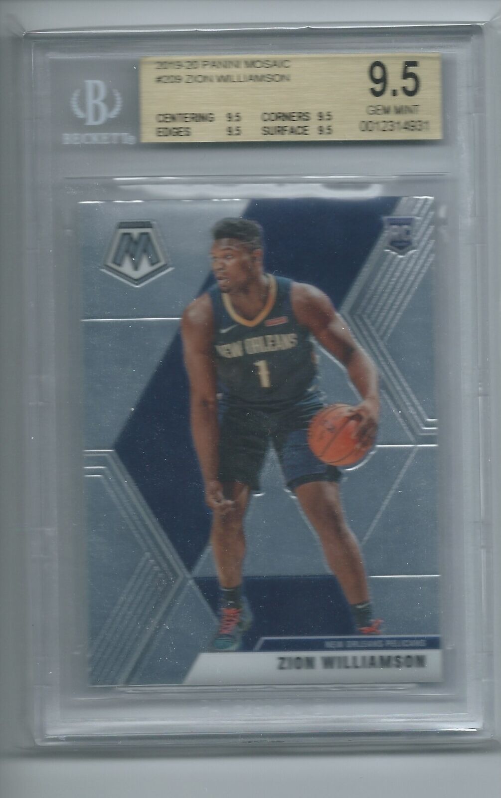 ZION WILLIAMSON 2019-20 PANINI MOSAIC TRUE ROOKIE RC #209 BGS 9.5 MINT