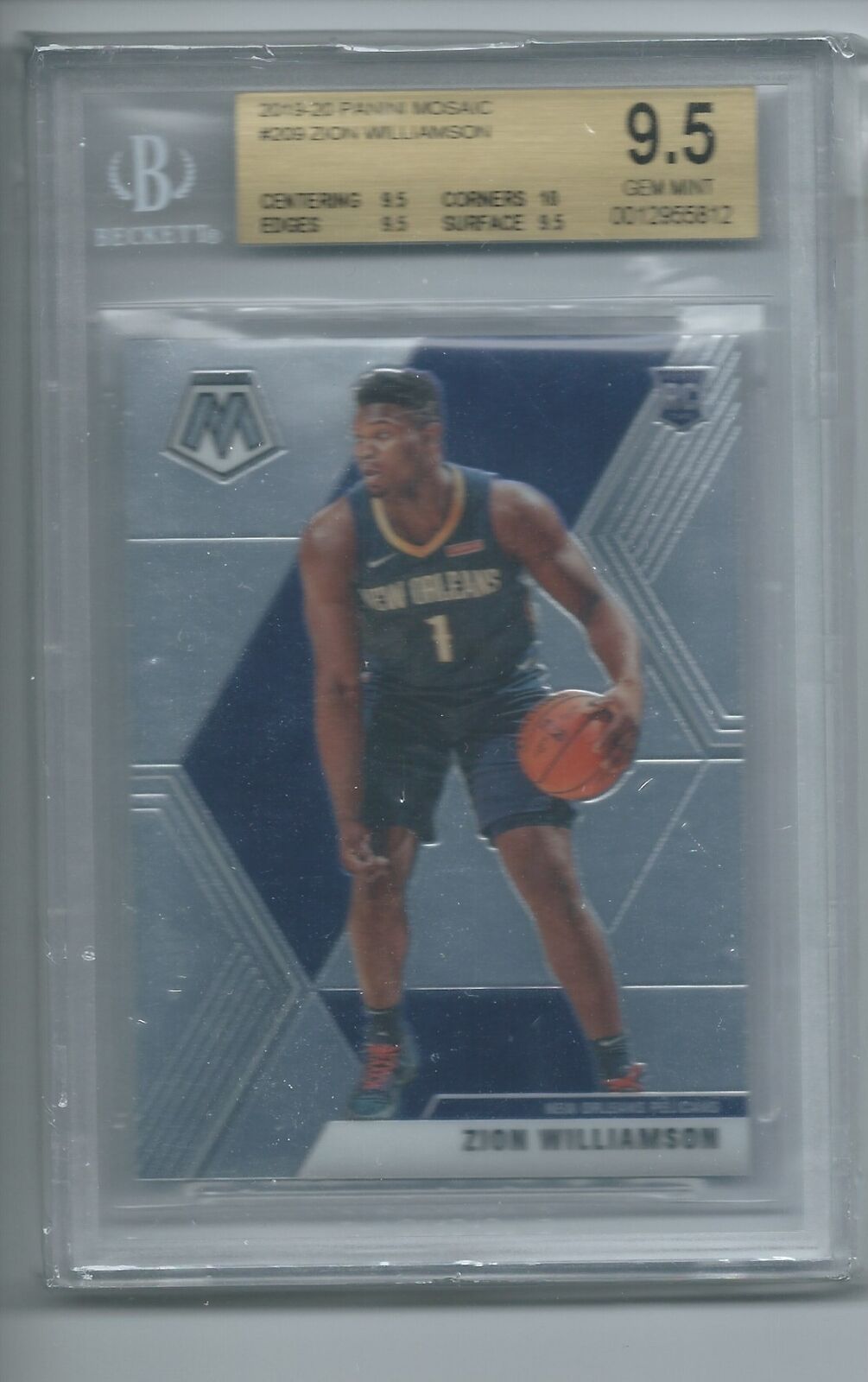 ZION WILLIAMSON 2019-20 PANINI MOSAIC TRUE ROOKIE RC #209 BGS 9.5 MINT