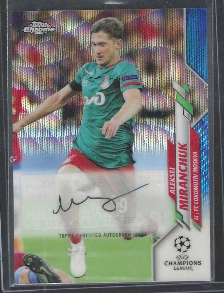 ALEKSEI MIRANCHUK 2019-20 TOPPS CHROME UEFA BLUE WAVE REFRACTOR AUTO #D 62/75