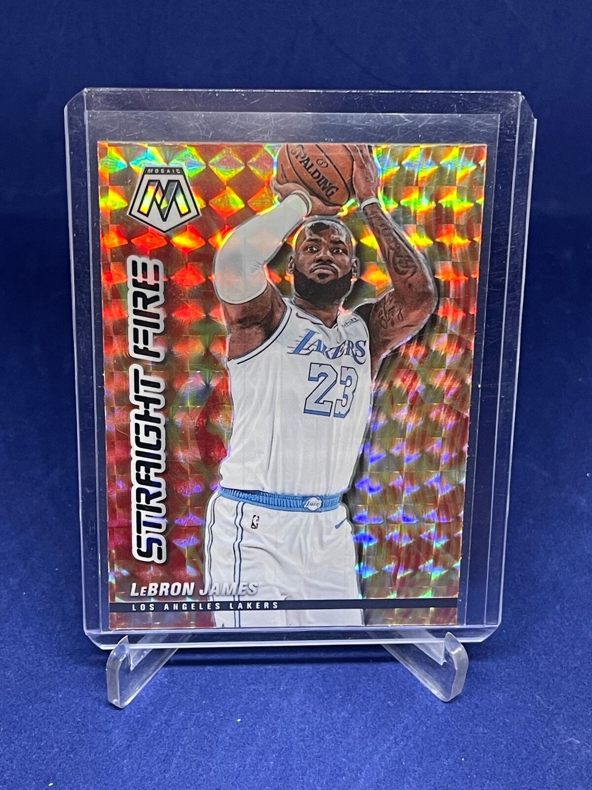 LEBRON JAMES 2020-21 PANINI MOSAIC STRAIGHT FIRE MOSAIC PRIZM SP #2