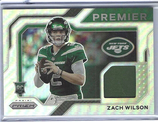 ZACH WILSON 2021 PANINI PRIZM SILVER PRIZM PREMIER ROOKIE JERSEY PATCH RC #PJ-2