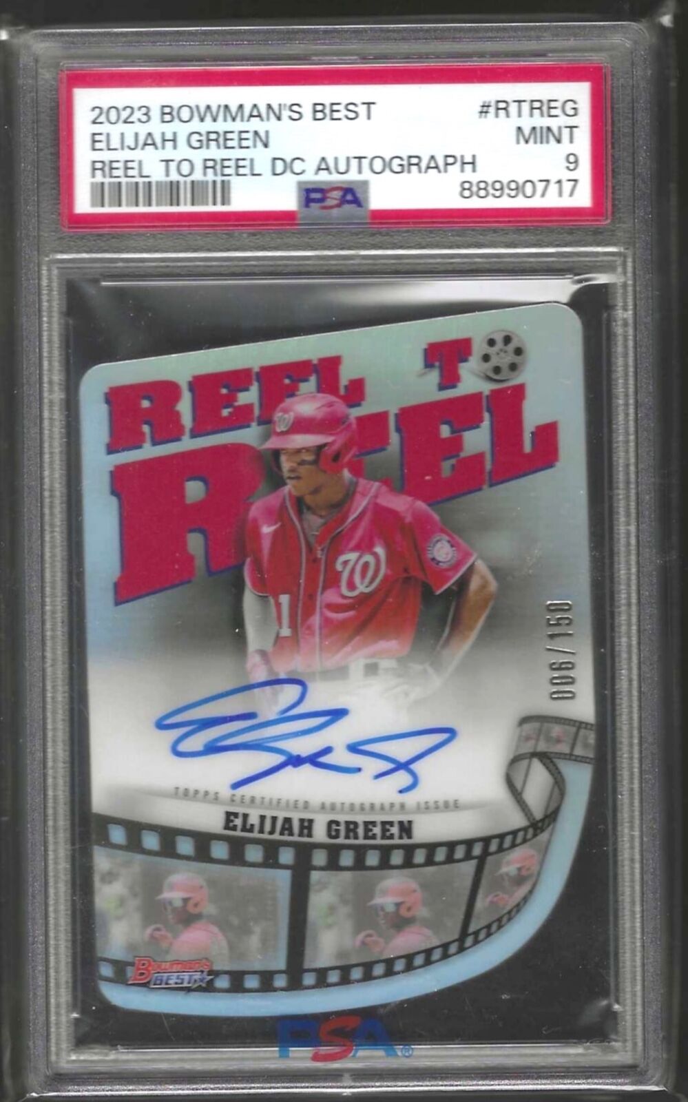 ELIJAH GREEN 2023 BOWMANS BEST REEL TO REEL DIE CUT AUTO /150 PSA 9 MINT POP 5