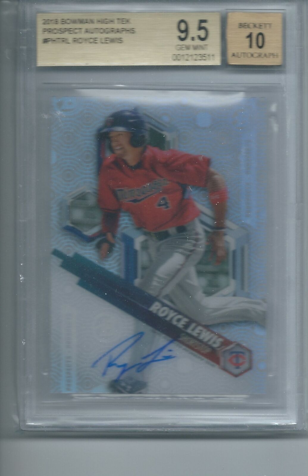ROYCE LEWIS 2018 BOWMAN HIGH TEK PROSPECT ON CARD AUTO #PHTRL BGS 9.5 10 AU GEM