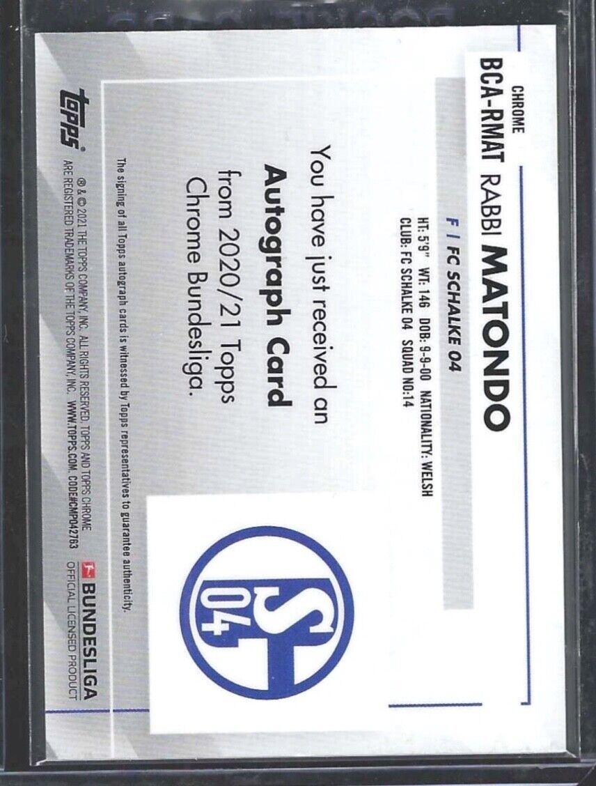 RABBI MATONDO 2020-21 TOPPS CHROME BUNDESLIGA SILVER REFRACTOR AUTO #BCA-RMAT